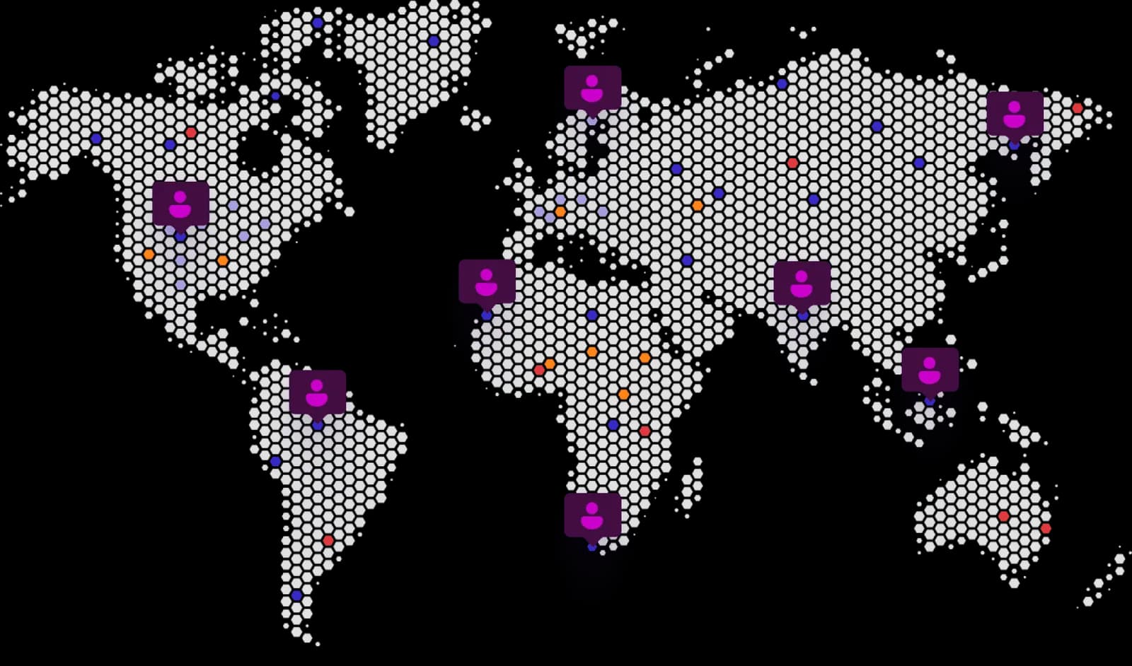 World map with TokenMinds' investor, platform and event network marked